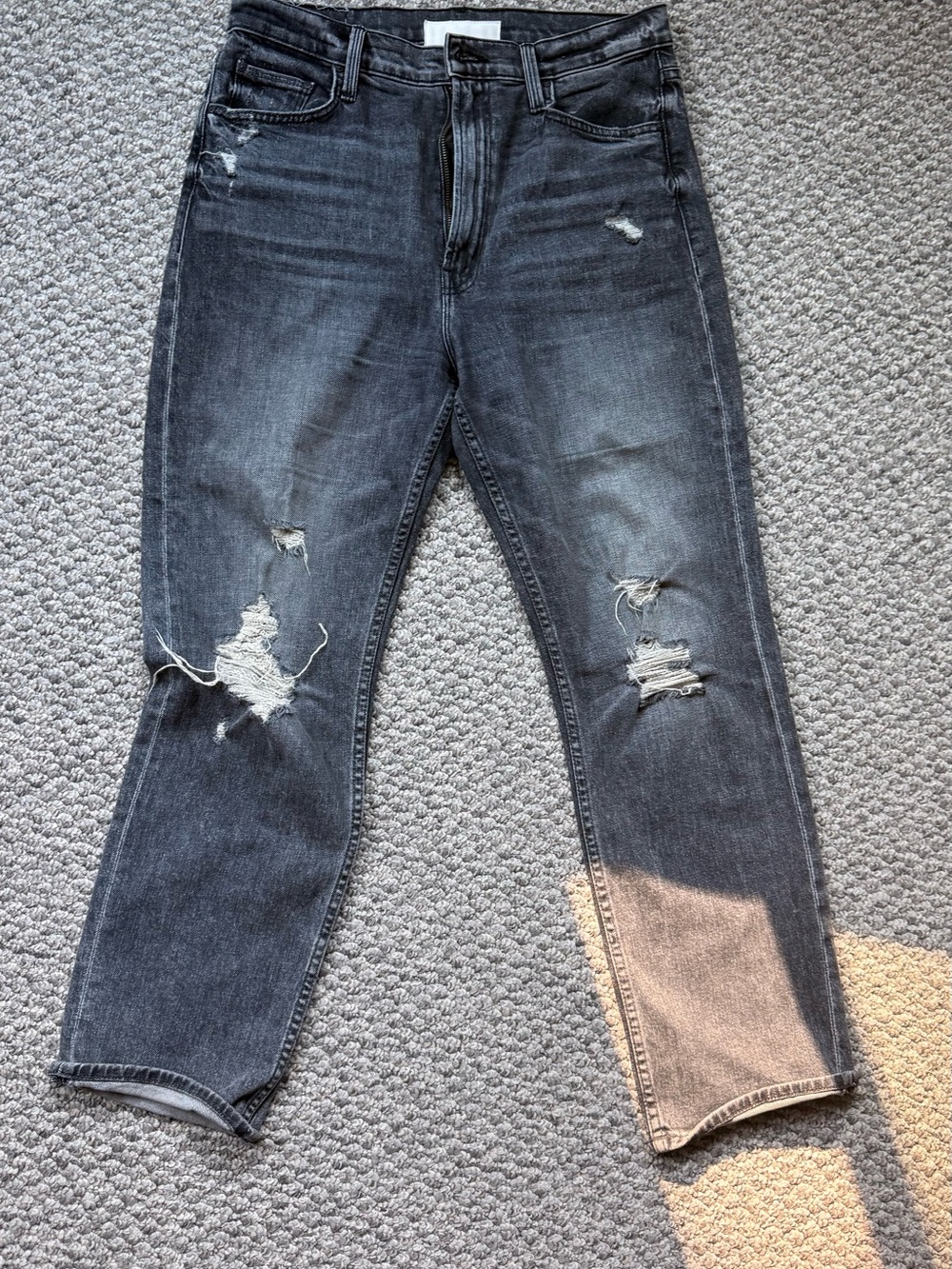 MOTHER Women's Black Distressed Boyfriend Jeans